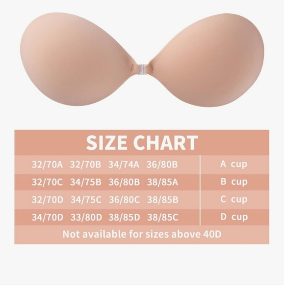 Backless Strapless Self Adhesive Stick On Bra  - Nude - Fits A Cups - New - Picture 2 of 4